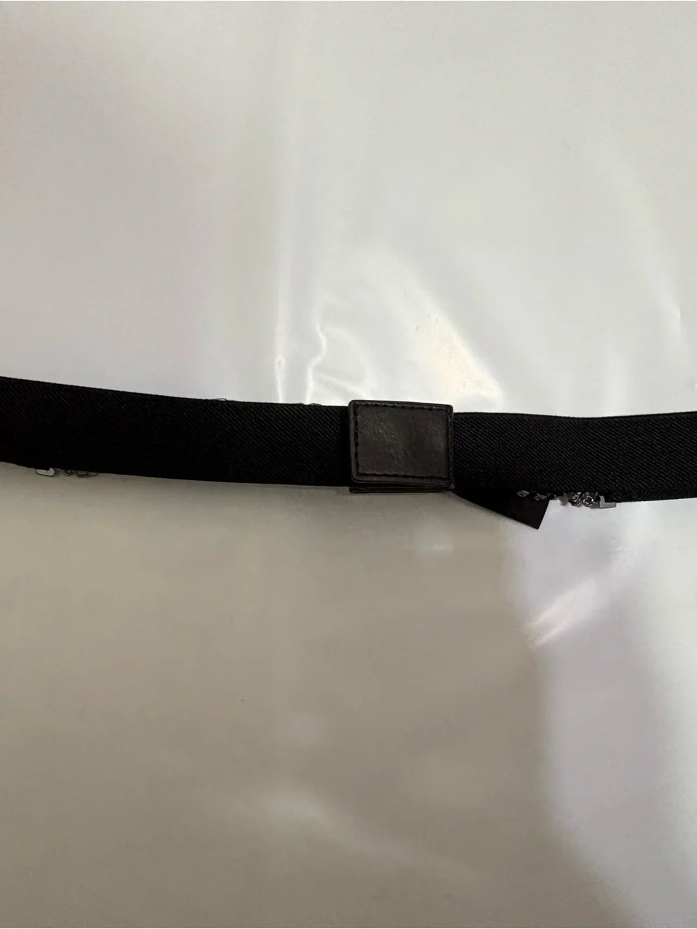 BCBGMAXAZRIA Black Embellished Stretch Belt XS Gunmetal Beaded Waist Belt